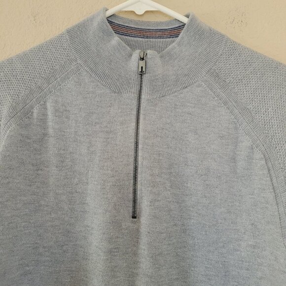 Ted Baker London Wool Blend Sweater Size 6 Quarter Zip Gray Knit Classic - Picture 2 of 9